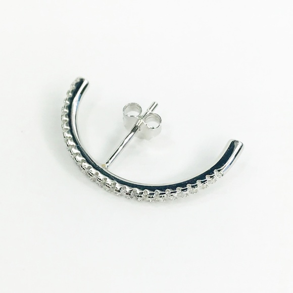 Pave Crystal Earlobe Cuff Stud Earring in Silver - Picture 7 of 8